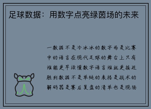 足球数据：用数字点亮绿茵场的未来